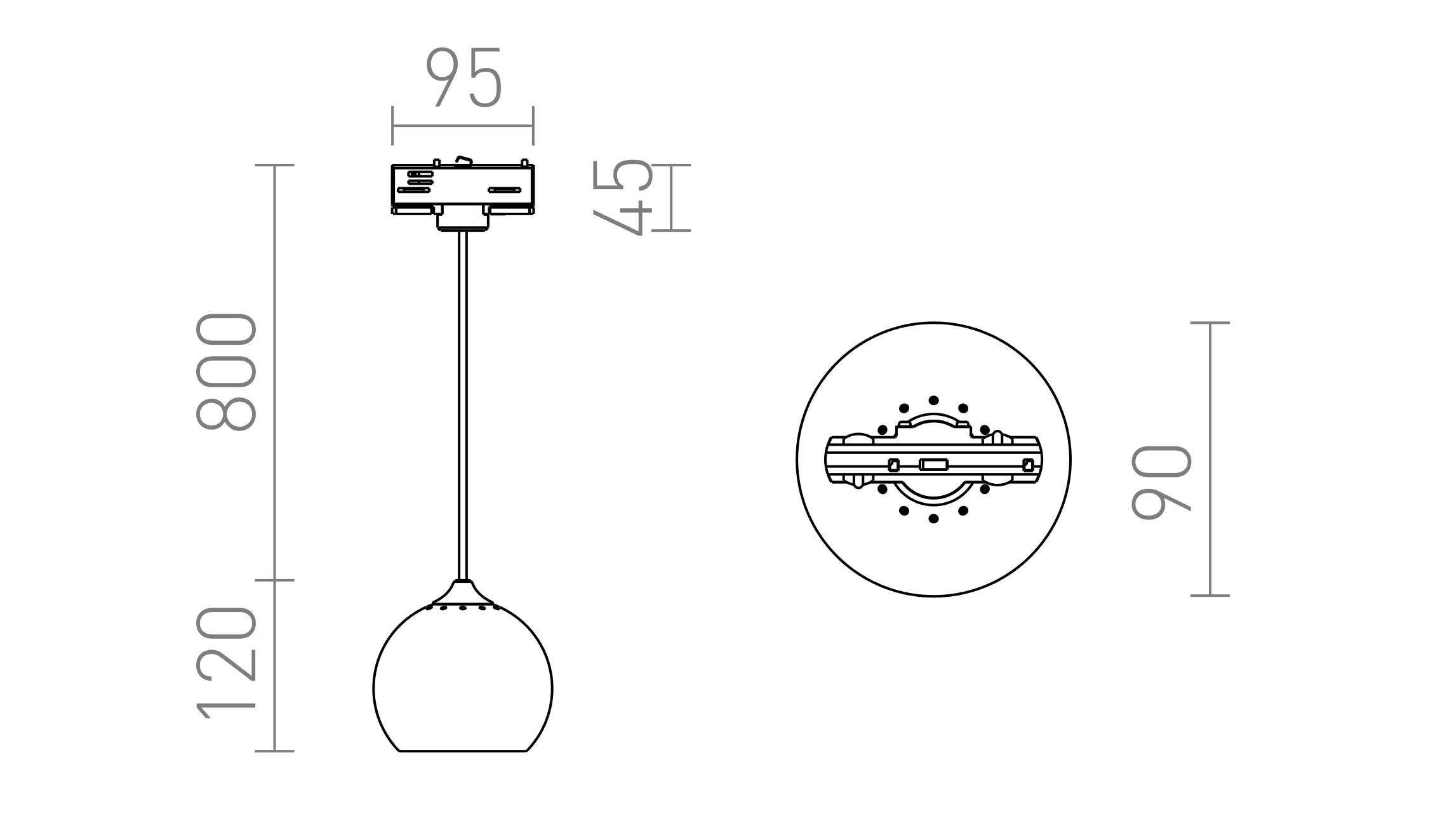 DESTY POUR RAIL TRIPHASÉ - Product sketch