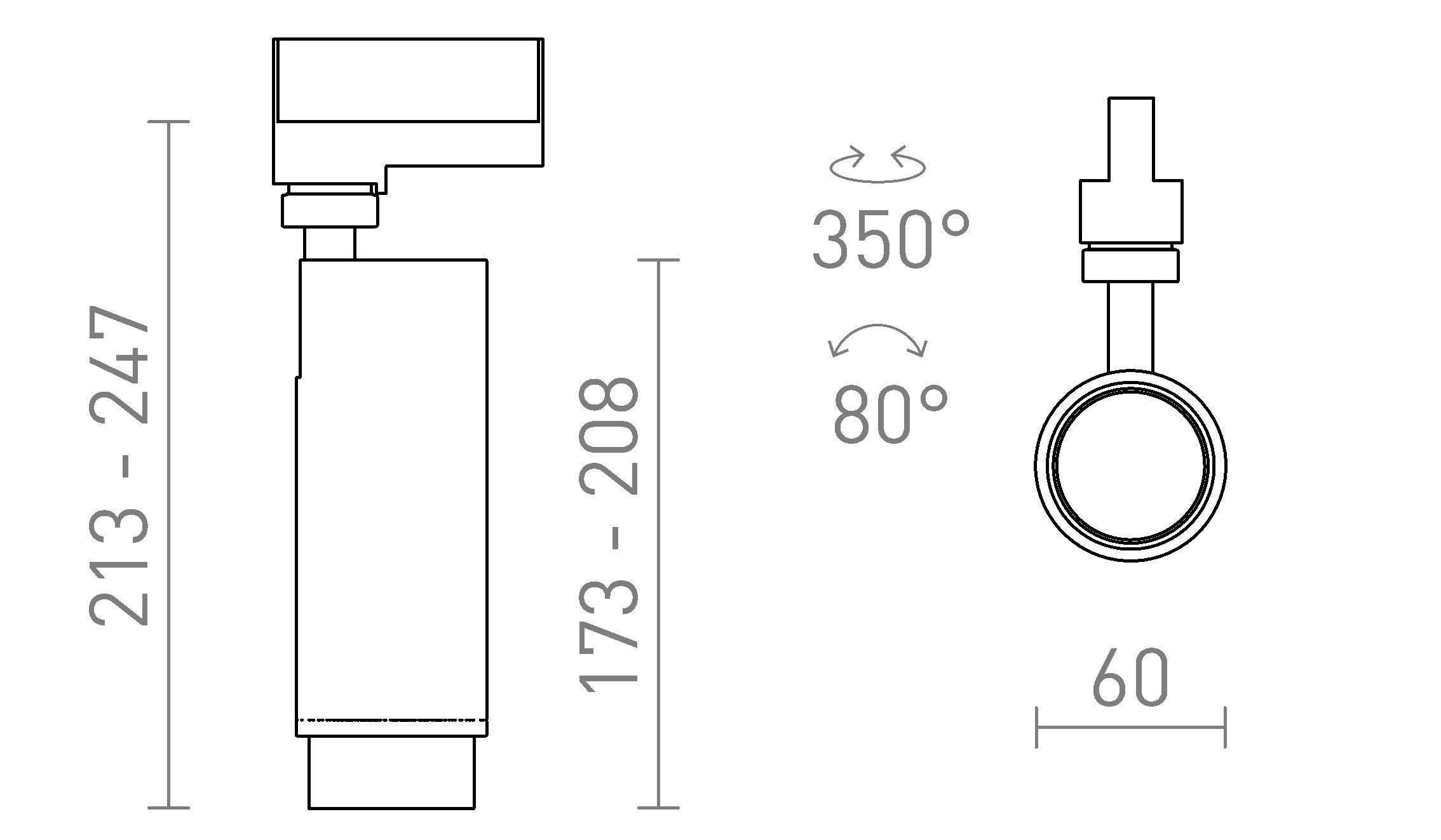 ZUMA POUR RAIL TRIPHASÉ - Product sketch