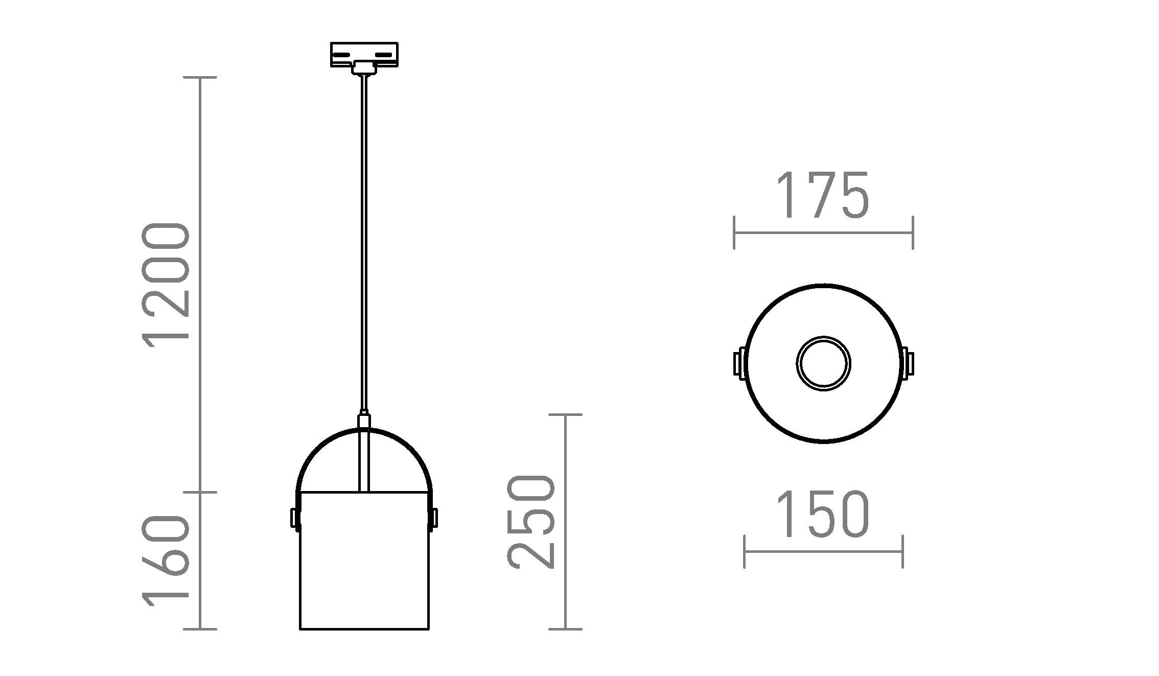 JULIETTA 16 POUR RAIL TRIPHASÉ - Product sketch