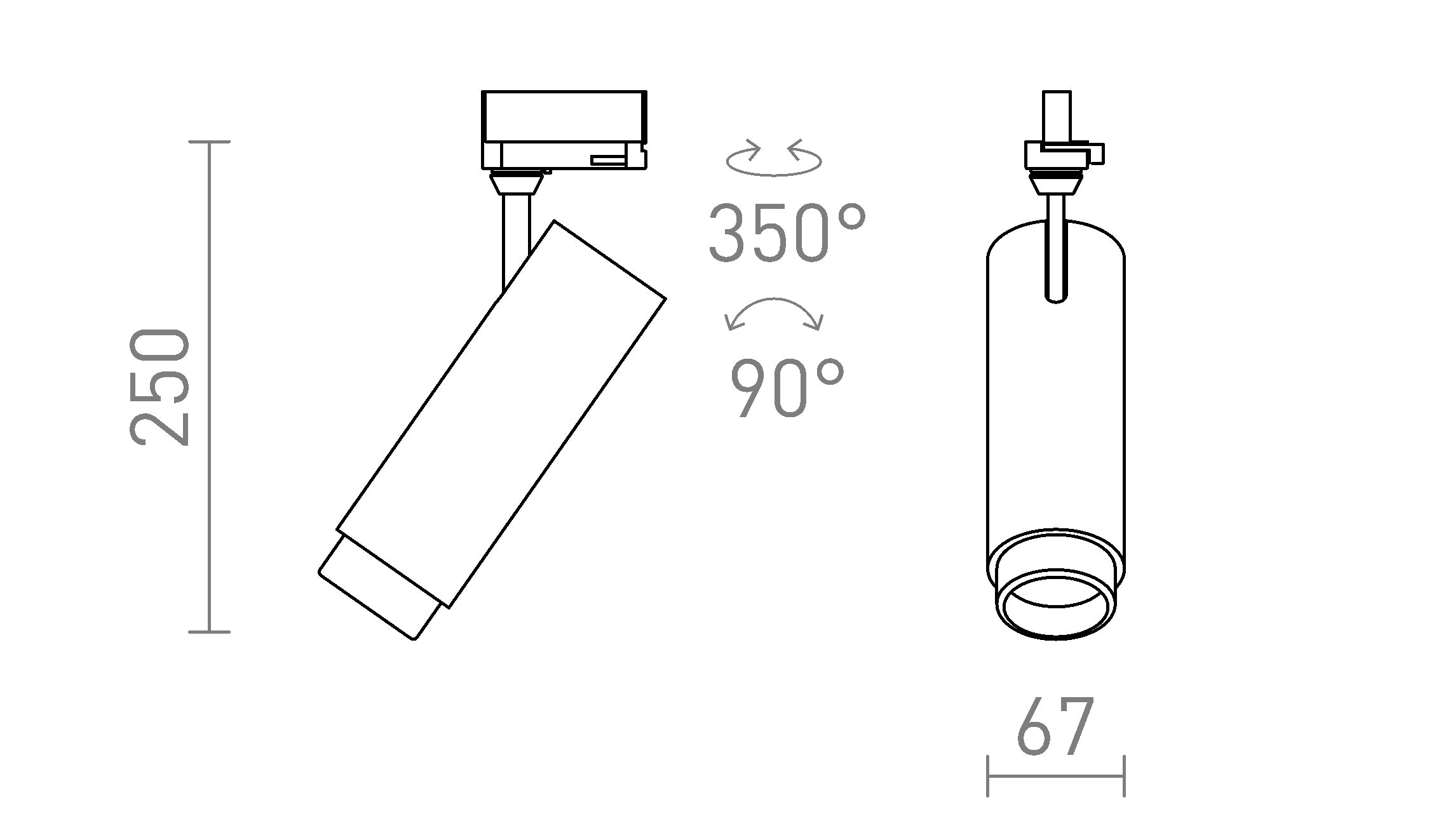 FOCUS 20 POUR RAIL TRIPHASÉ - Product sketch