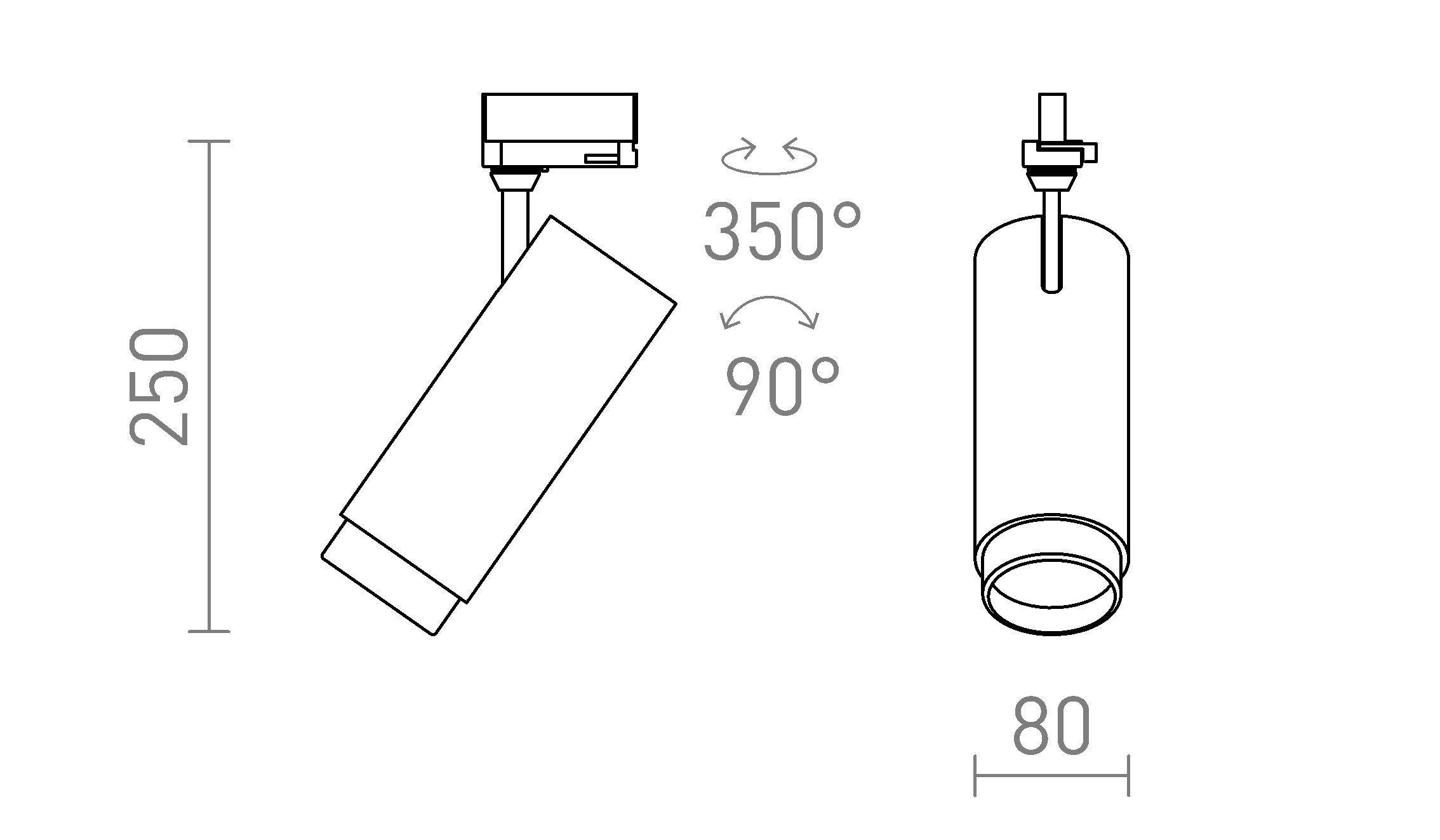 FOCUS 30 POUR RAIL TRIPHASÉ - Product sketch
