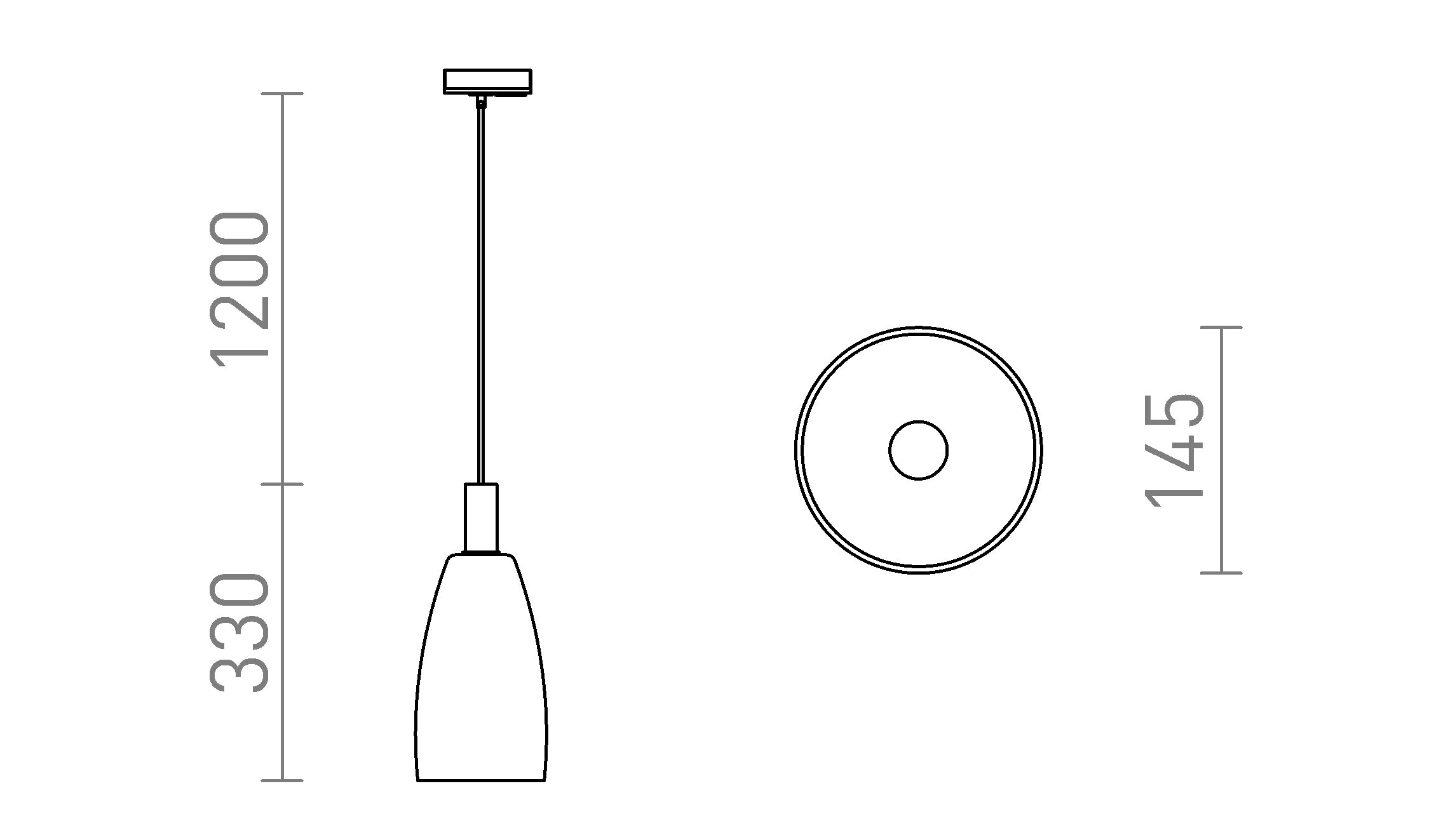 BELLINI E14 POUR RAIL MONOPHASÉ - Product sketch