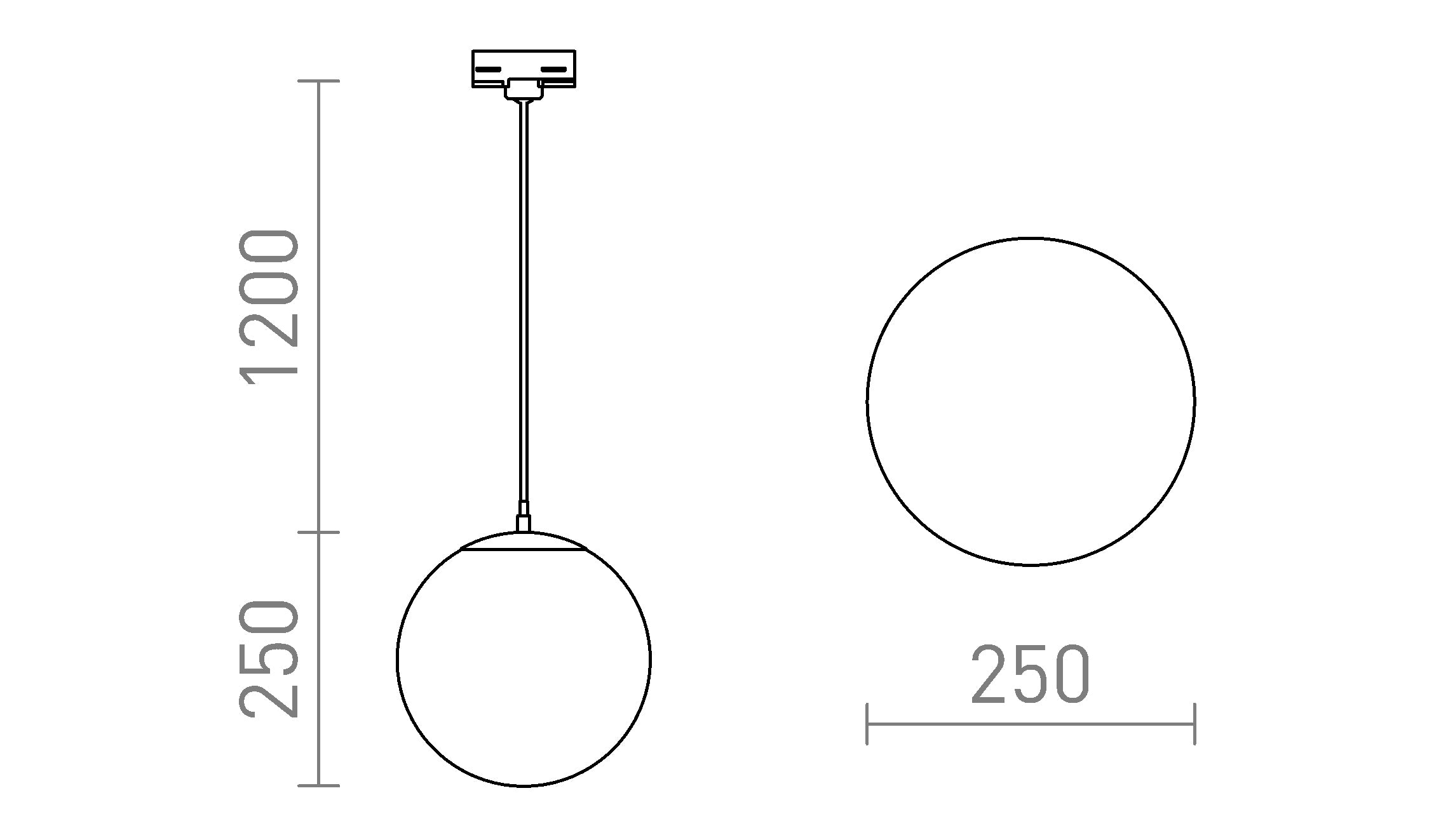 LUNA 25 POUR RAIL TRIPHASÉ - Product sketch