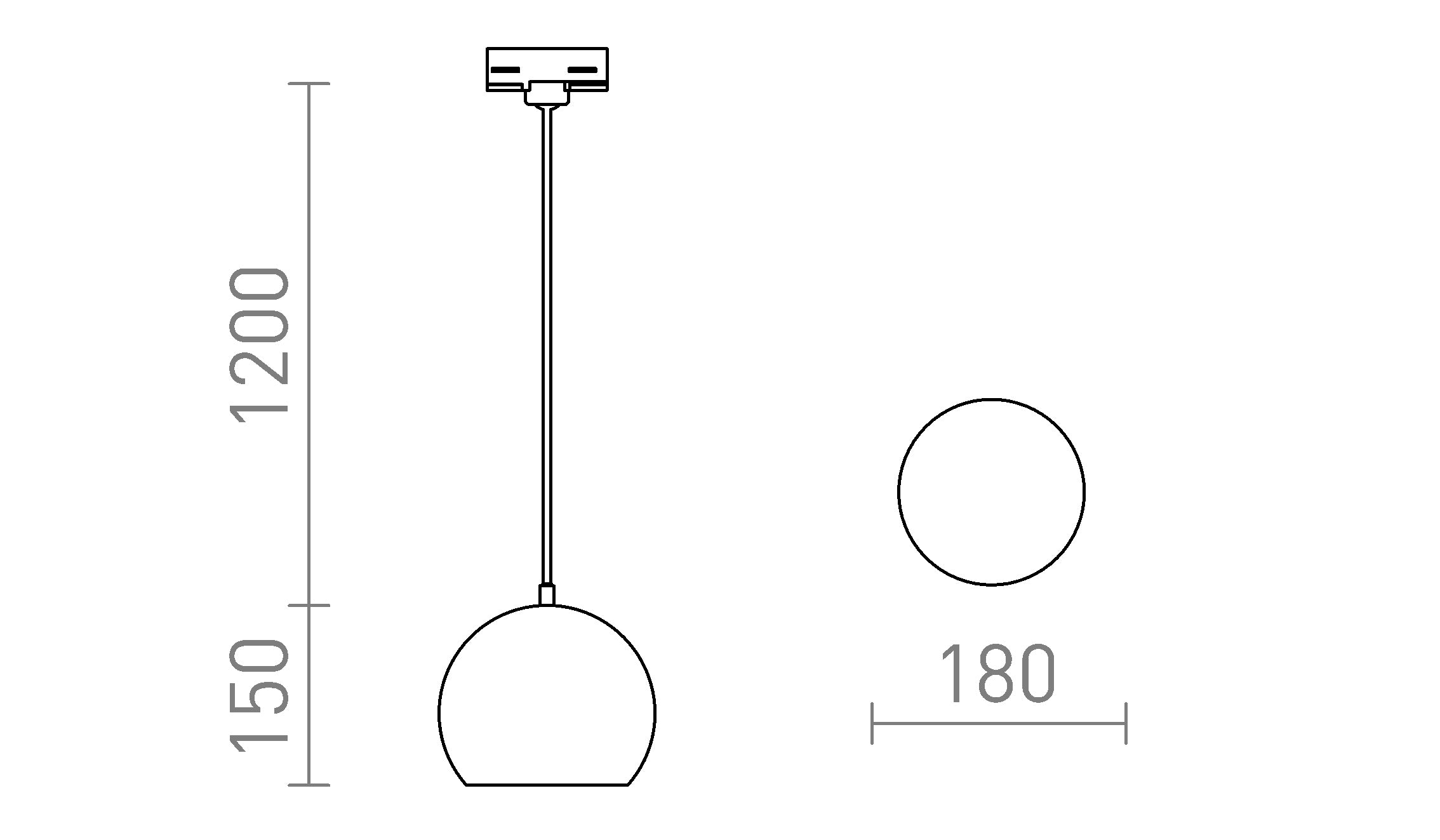 AGNETA POUR RAIL TRIPHASÉ SUSPENSION - Product sketch