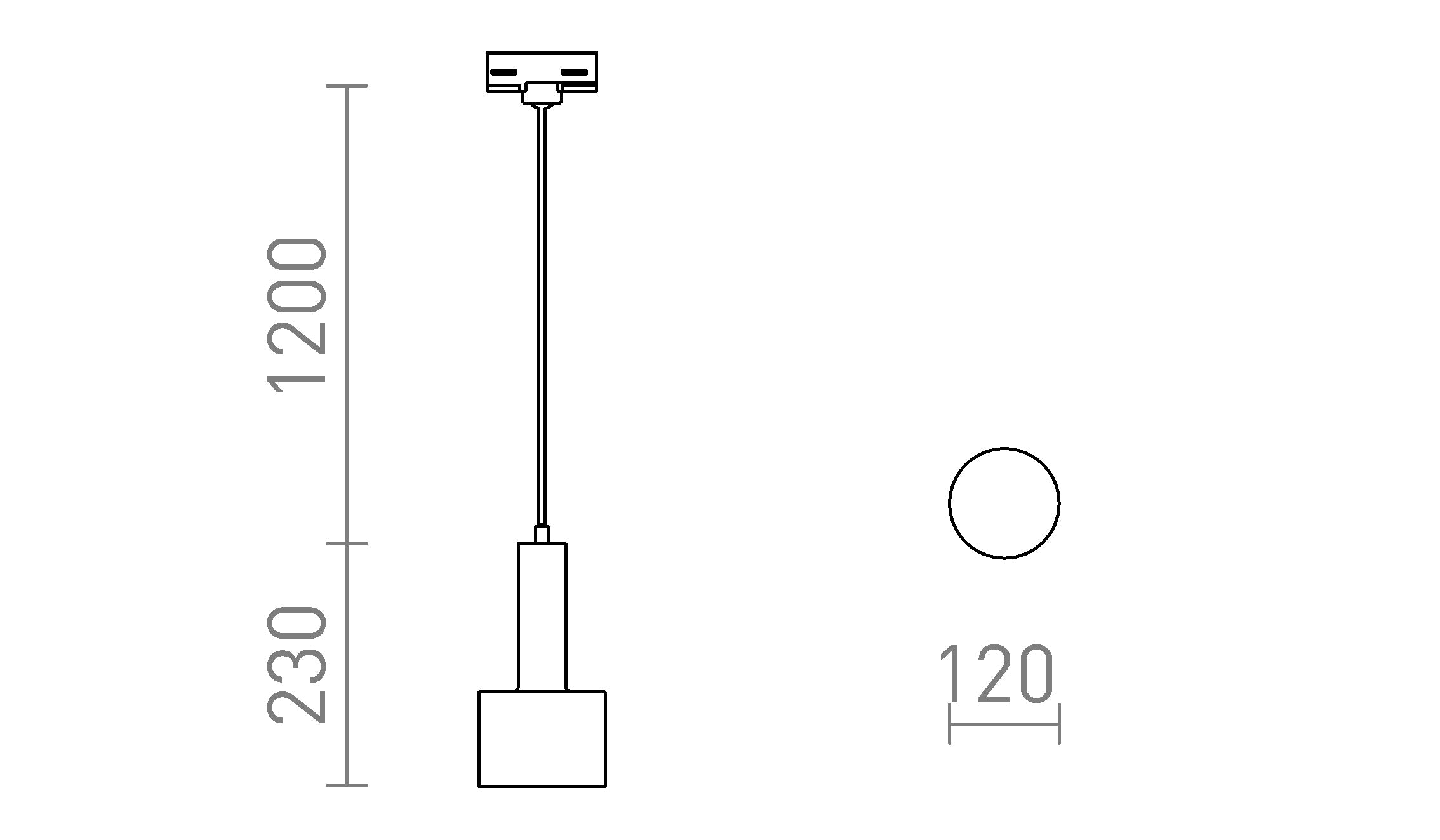 GIULIA 12 POUR RAIL TRIPHASÉ - Product sketch