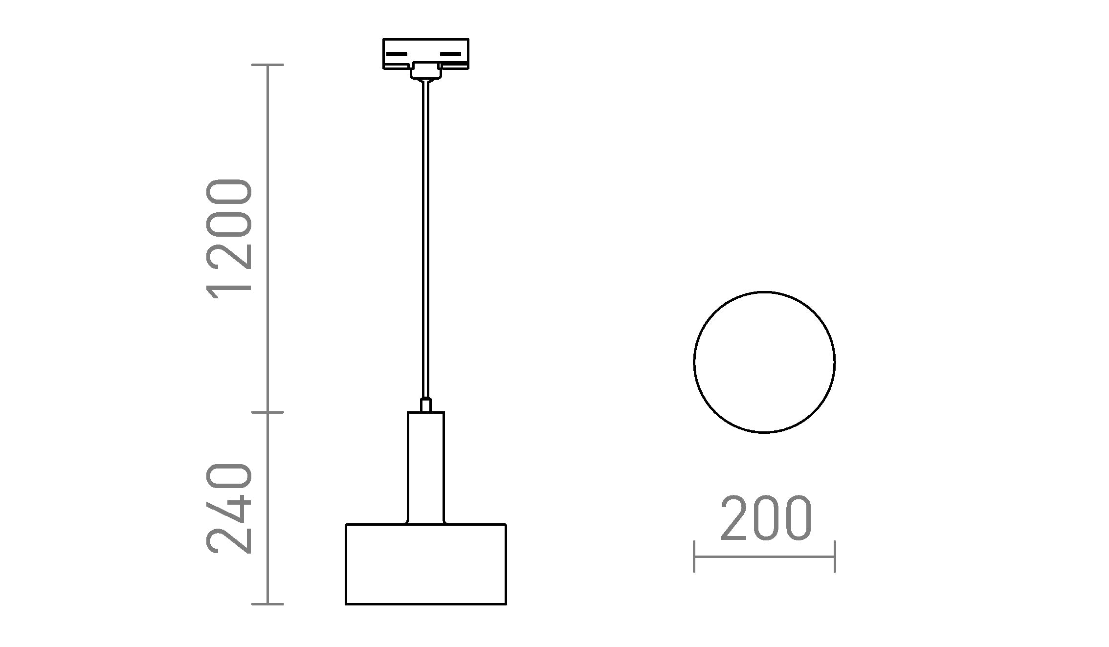 GIULIA 20 POUR RAIL TRIPHASÉ - Product sketch