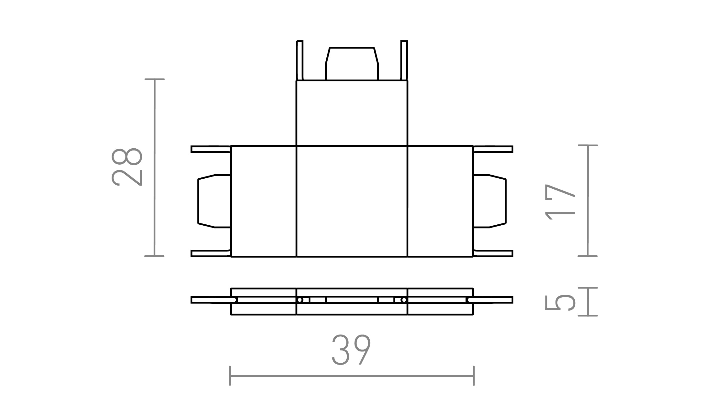 T CONNECTEUR POUR RAIL À VEGA - Product sketch