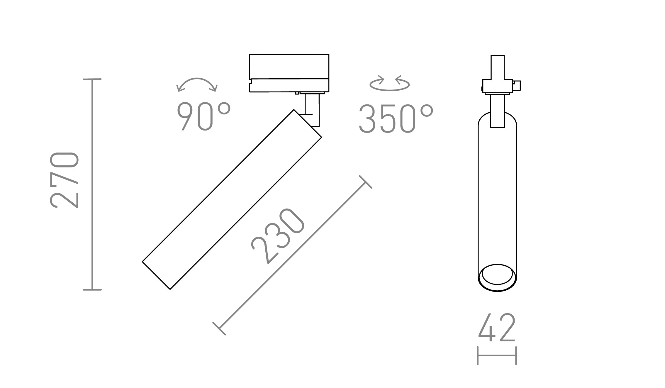 DARRIN POUR RAIL TRIPHASÉ - Product sketch