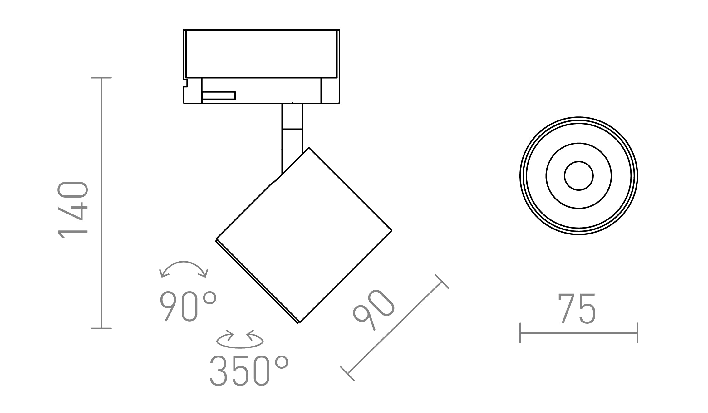 IRIS 7 POUR RAIL TRIPHASÉ - Product sketch