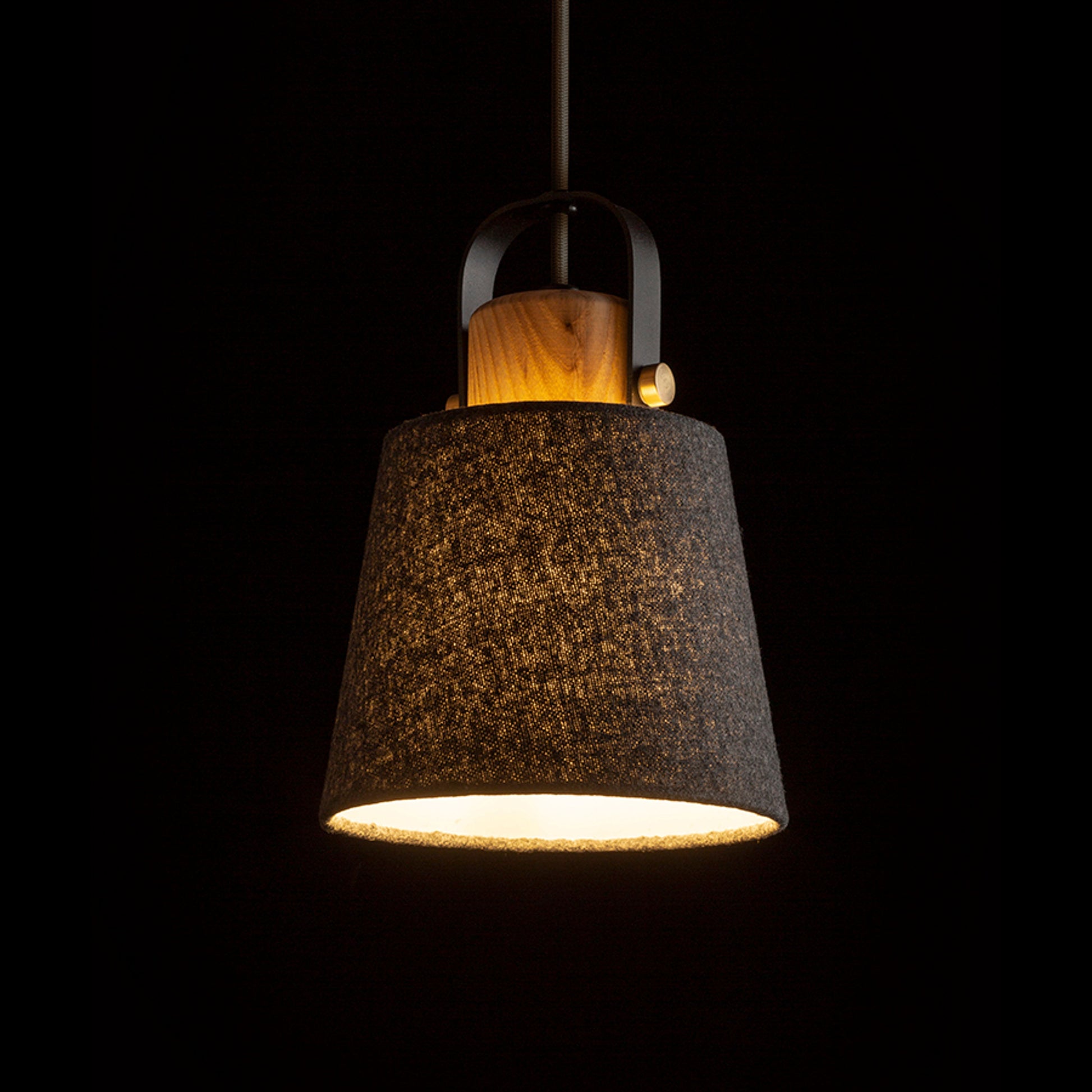 RENDL pendant lamp CHOUPETTE pendant black grey textile/wood 230V LED E27 11W R13650 3