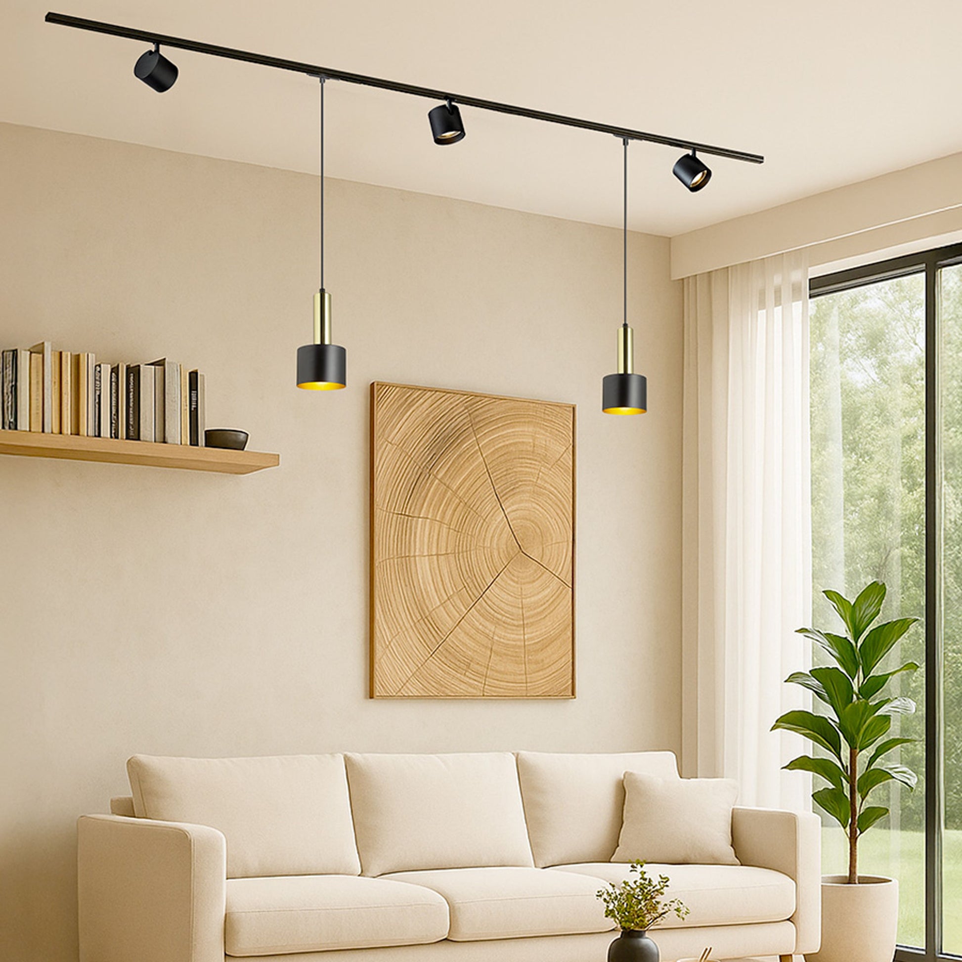 RENDL 1-circuit track system GIULIA 12 for 1-circuit tracks black/gold brown brass 230V LED E27 11W R13987 4