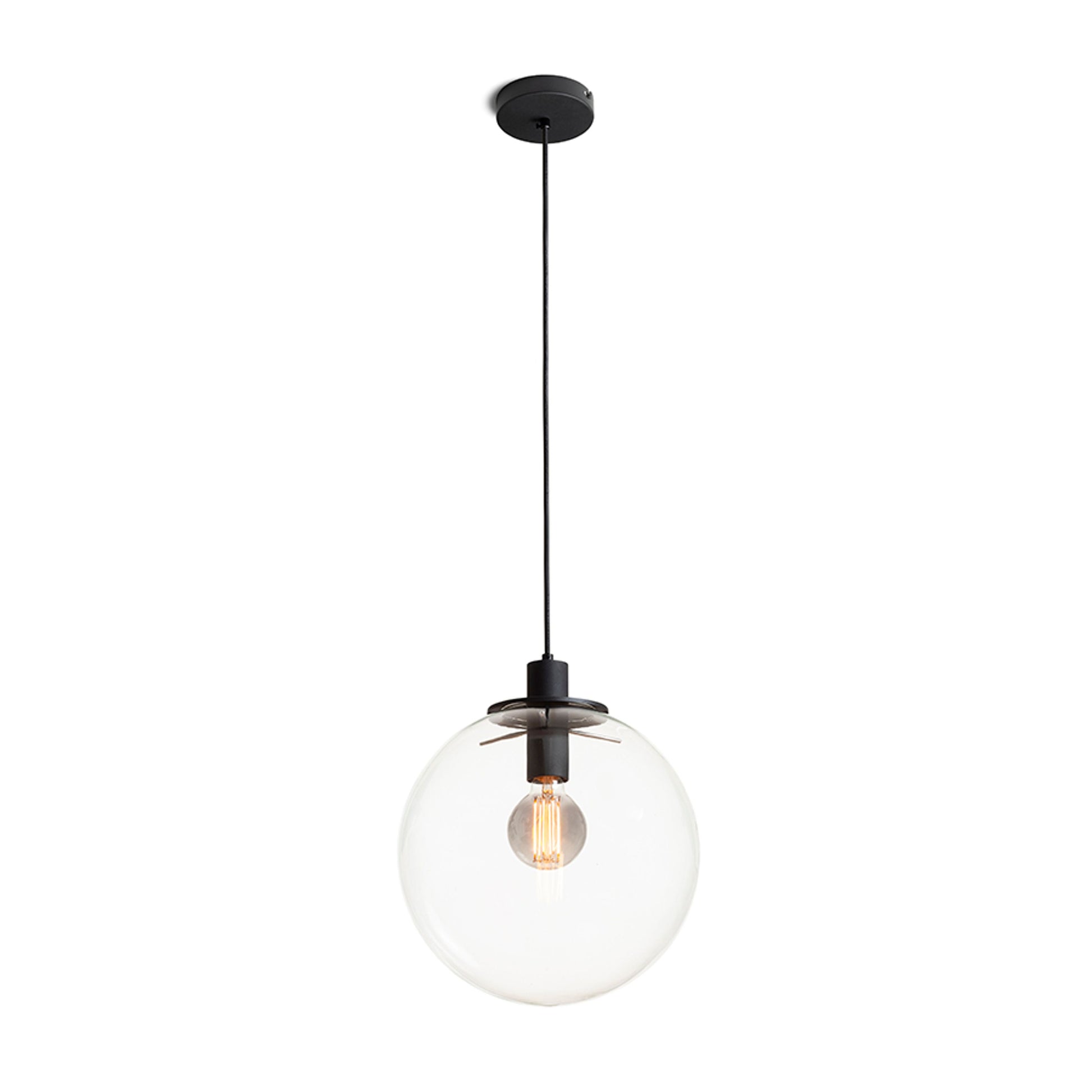 RENDL pendant lamp BOULDER 30 pendant clear glass/black 230V LED E27 15W R14393 1